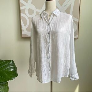 100% linen button down white shirt by SIGRID OLSEN in size M.